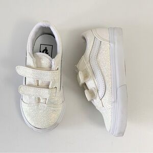 Vans Toddler Old Skool V Cream Glitter Sneakers ~ 8
